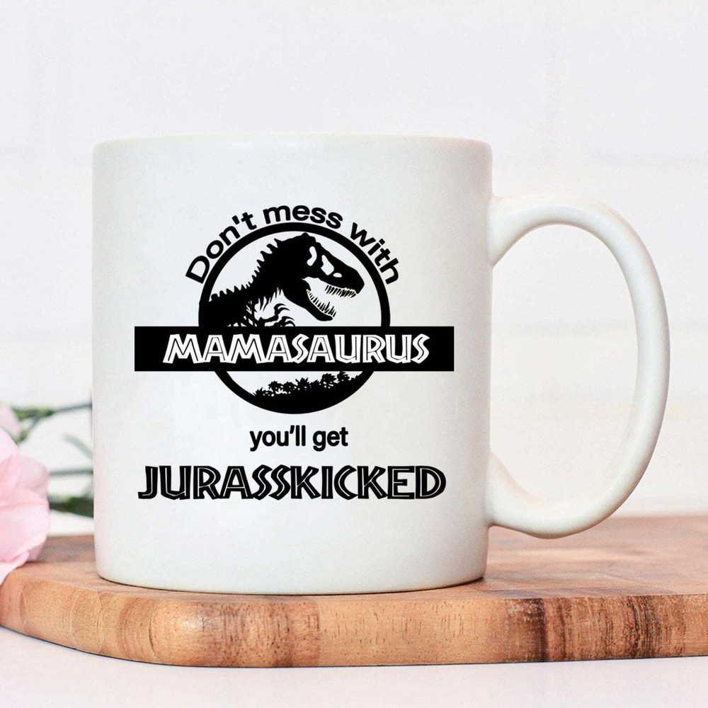 Personalised White Ceramic Mug 11oz Mamasaurus Mug Gift For Mum Womens Gift