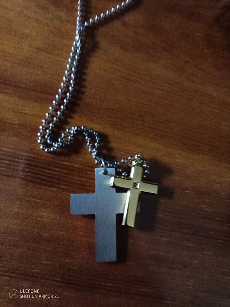 Stainless Steel The Serenity Prayer Cross Pendant, Free Bead Ball Chain
