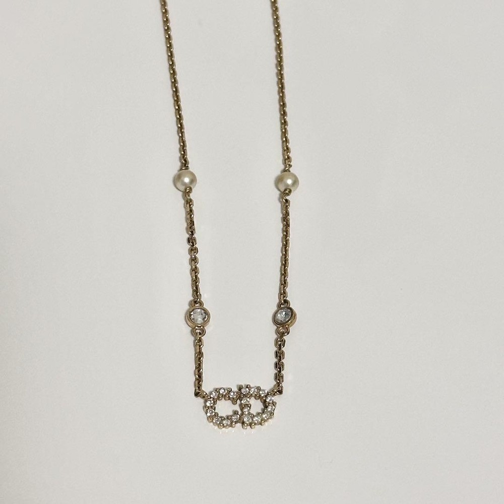 Christian Dior Clair D Lune Pearl Crystal Resin Necklace