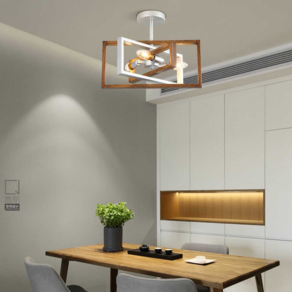 Framework Chandelier Light Iron Pendant Lamp 3 Lights Rotatable Ceiling Fixtures
