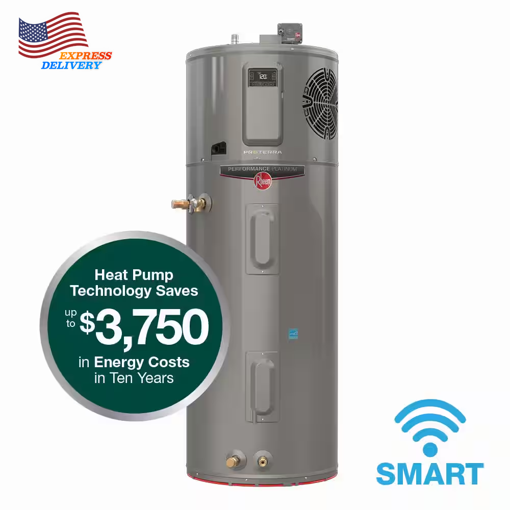 50 Gal. Smart High Efficiency Hybrid Heat Pump Water Heater w/ Leak Detection US
