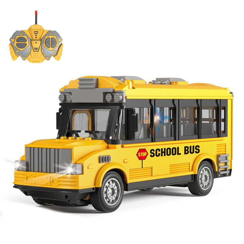 1:30 Scale Remote Control RC School Bus Toy with Lights for Boys Kids Gift