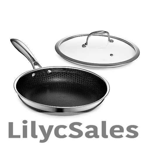 HexClad Hybrid Nonstick 10-Inch Frying Pan with Lid – Durable & Versatile Cookware