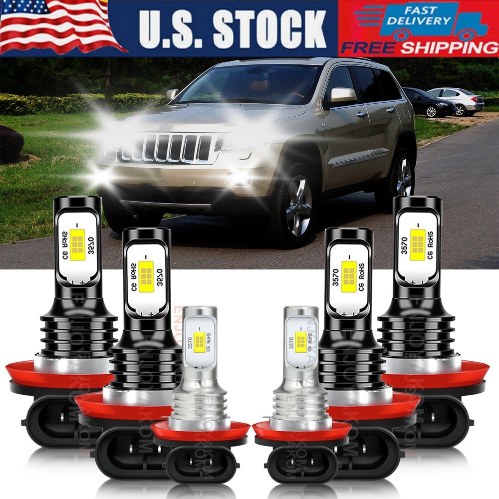 For Jeep Grand Cherokee 2019 2020 2021 LED Headlight Hi/Lo+Fog Light Bulbs Combo