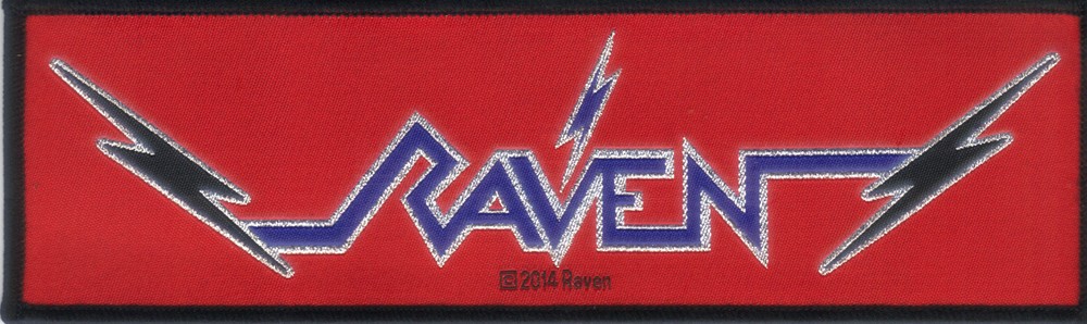 RAVEN-WIPED OUT-STRIPE WOVEN PATCH-BLACK BORDERS-OFFICIAL-NWOBHM