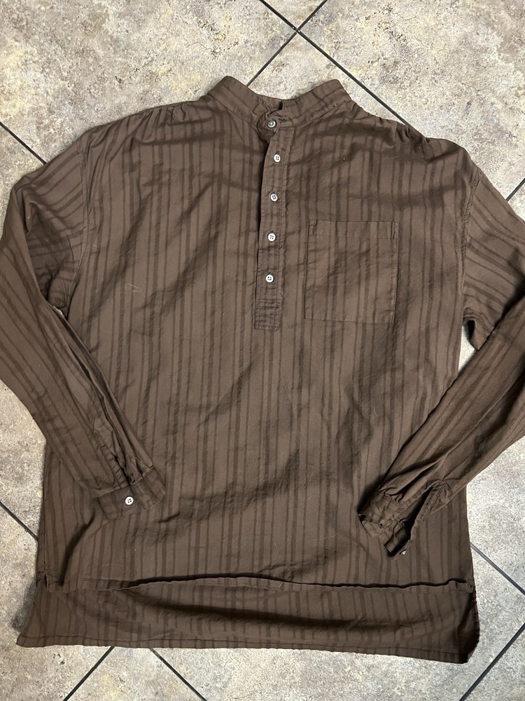 Scully Band Collar Shirt Mens XL Western Frontier Rodeo Cowboy Ranchwear BROWN