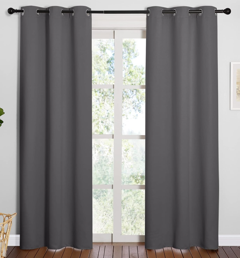 NICETOWN 42x84 Blackout Curtains Set of 2 Thermal Insulated Noise Reducing Panels in Gray