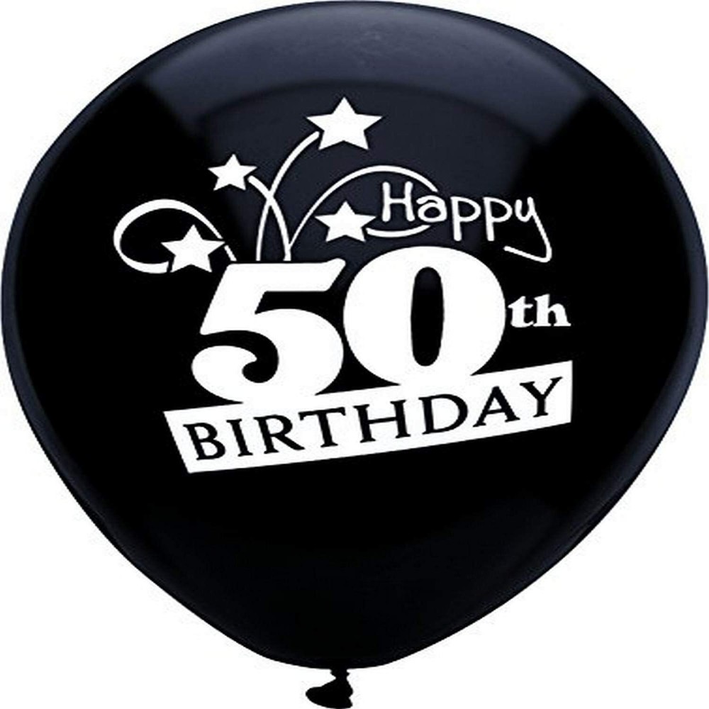 PMU 12 Inches Happy 50th Birthday Shooting Stars Printed Latex Balloons Pkg/8