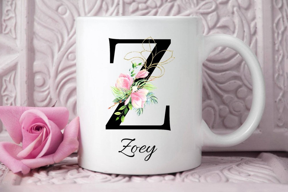 Personalized Z Initial Mug Custom Coffee Cup Bestie Gift Monogram Mugs Gift For