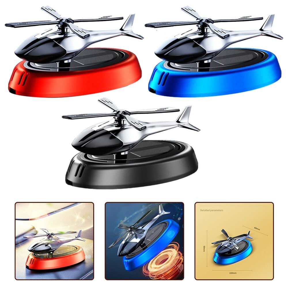 Automatic Solar Power Rotating Airplane Helicopter Car Perfume Auto Alloy