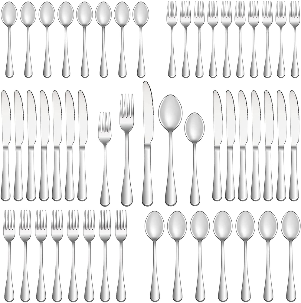 50 Piece Silverware Set Service for 10,Premium Stainless Steel Flatware Set,Mirr
