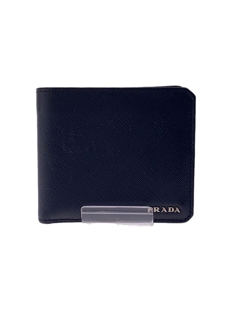Prada men's navy blue bi-fold wallet luxury leather accessory