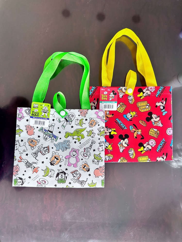 Disney Mickey & Friends  Pixar TOY STORY Tote Bag Set New Cute Kawaii Red White