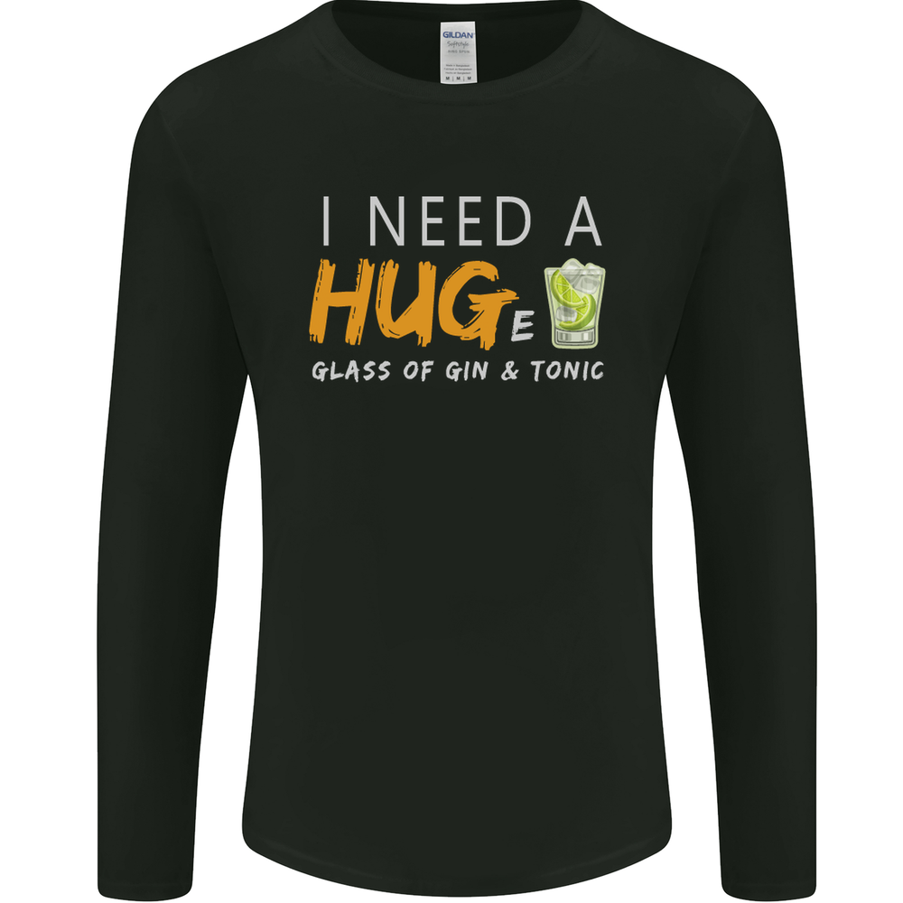 Huge Glass of Gin & Tonic Funny Mens Long Sleeve Tee