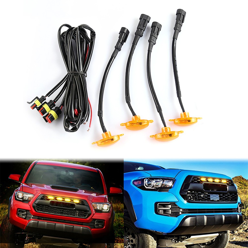 4X Raptor Style LED Amber Front Grille Lighting Lights Universal For Ford Truck