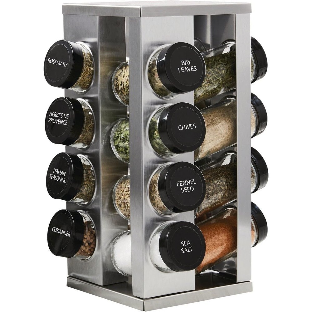 Kamenstein 16 Jar Heritage Revolving Countertop Spice Rack Organizer with Spi...