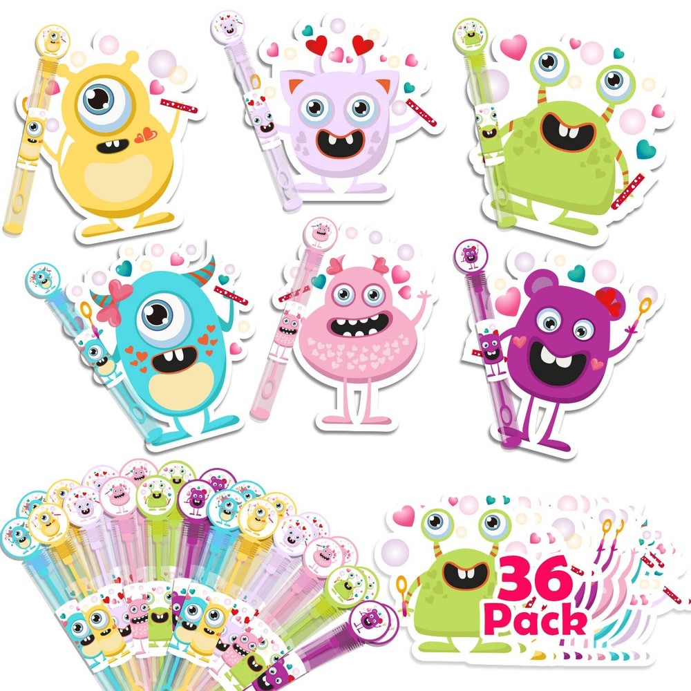 36 Pack Valentines Day Cards for kids With Bubble Wands Cute Kids Valentines ...