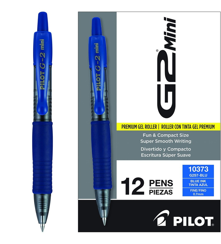 Pilot, G2 Mini Premium Rolling Ball Gel Pens, Fine Point 0.7mm, Blue, Pack of 12