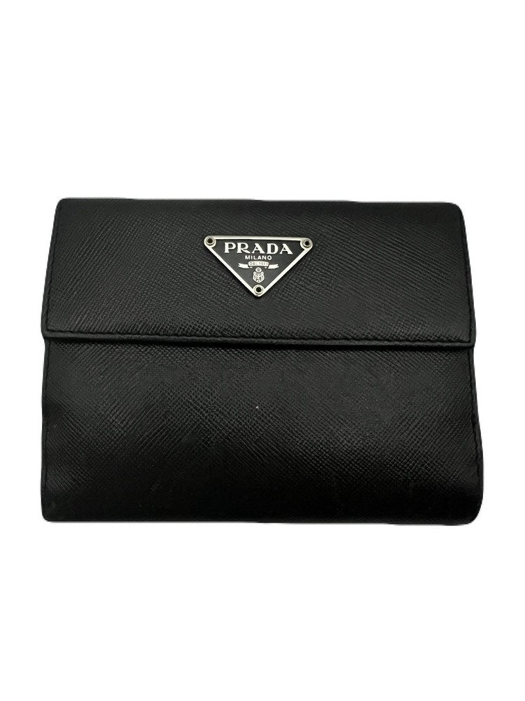 Prada Black Leather Wallet Y0503-16 Pre-Owned