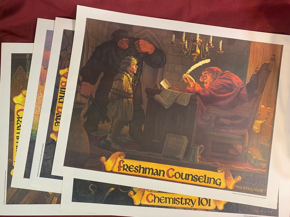 VINTAGE  1970's COMPLETE 5 POSTER SET HILDEBRANDT COCA COLA McDONALDS - UNUSED