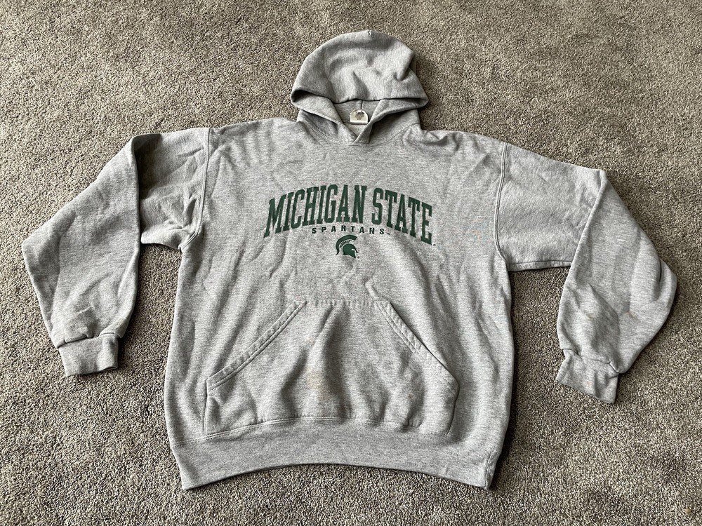 Michigan State Spartans Hoodie Sweatshirt Mens Large Gray Vintage MJ Soffe NCAA