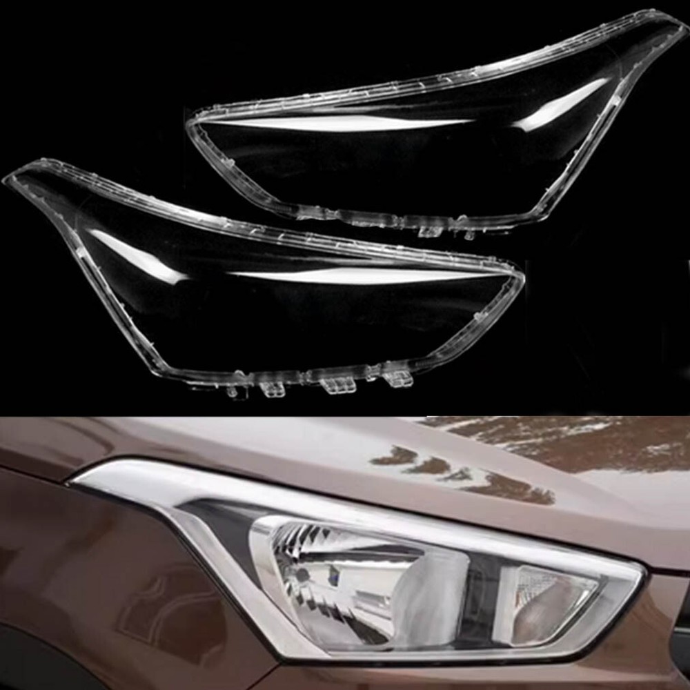 Pair Headlight Headlamp Clear Lens Cover For Hyundai IX25 2015-2017