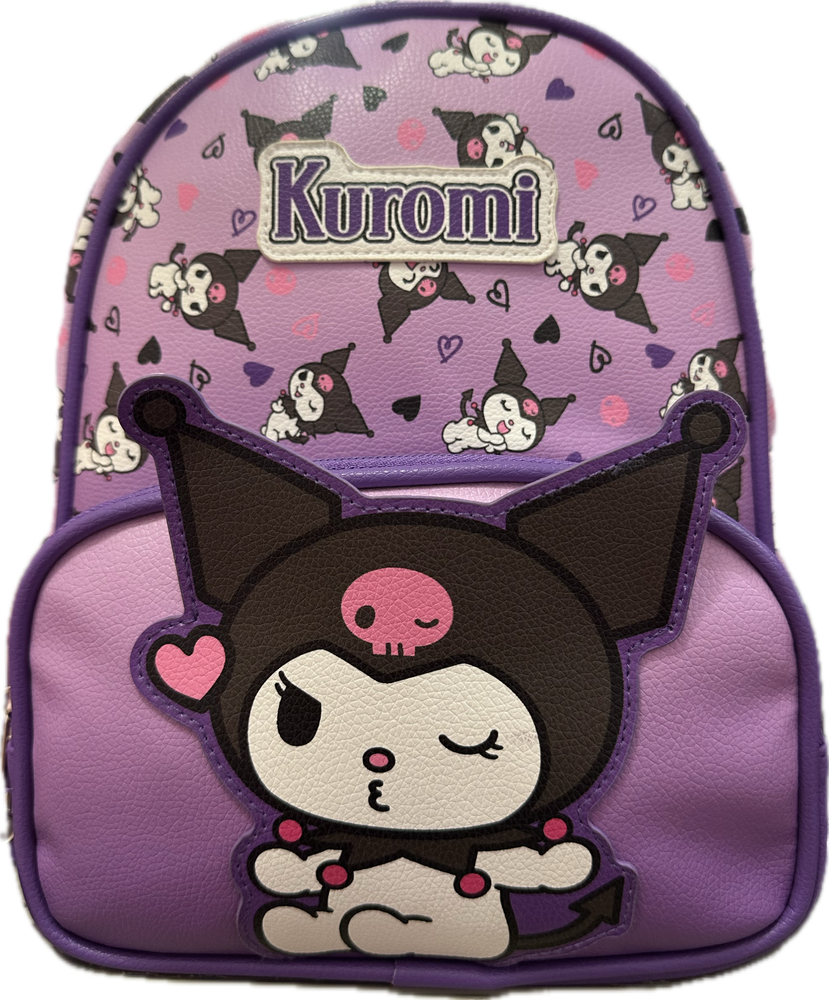 Hello Kitty Kuromi Mini Backpack - 11 Inch Purple PU Leather Bag for Girls