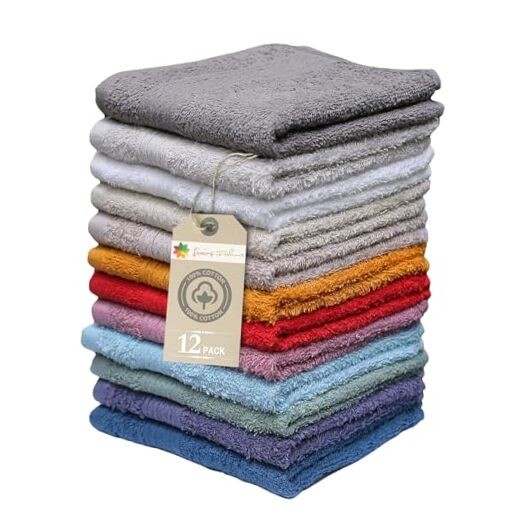 Extra Soft 100% Ring Spun Cotton Washcloths 13x12 - 12 Pack