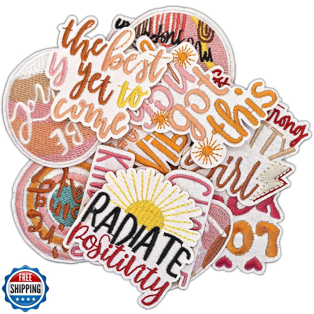 17Pcs Motivational Iron-On Patches Bohemian Style Positive Affirmations