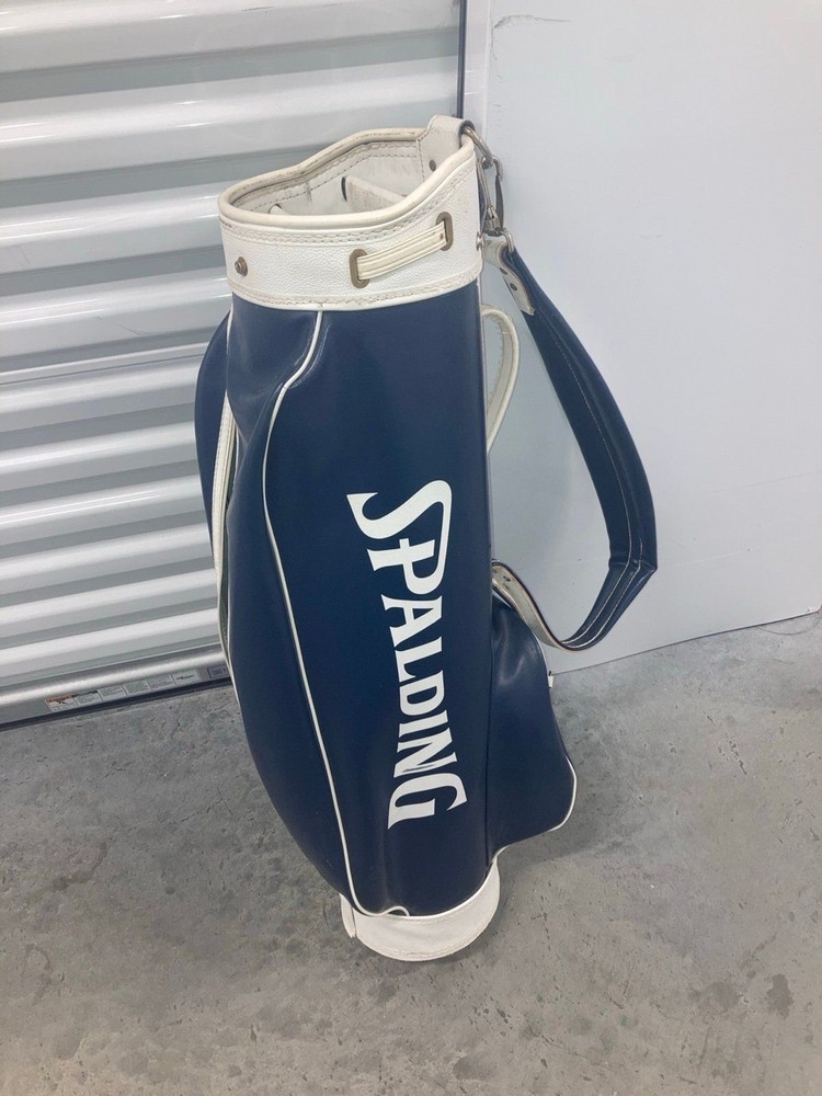 Spalding Vintage Leather Golf Bag 3-Way Divider. Original Hardware And Nameplate