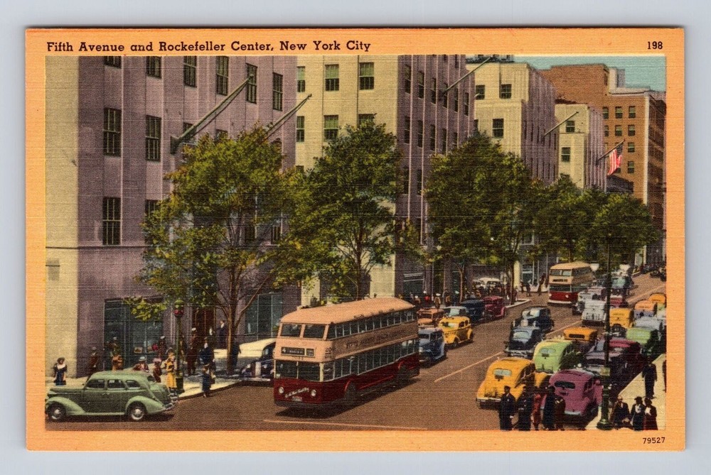 New York City NY-New York, Fifth Avenue, Rockefeller Center Vintage Postcard