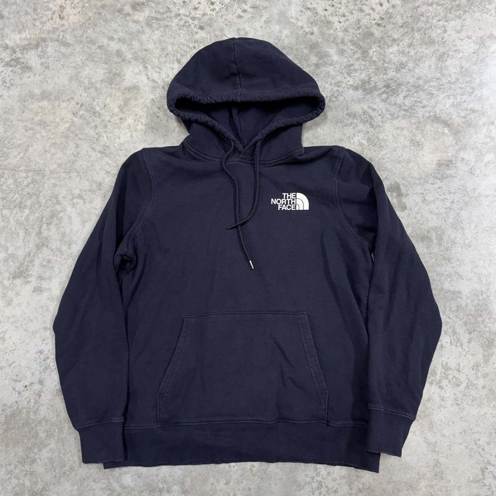 The North Face Hoodie Womens Medium Navy Blue Logo Graphic Pullover Sweatshirt