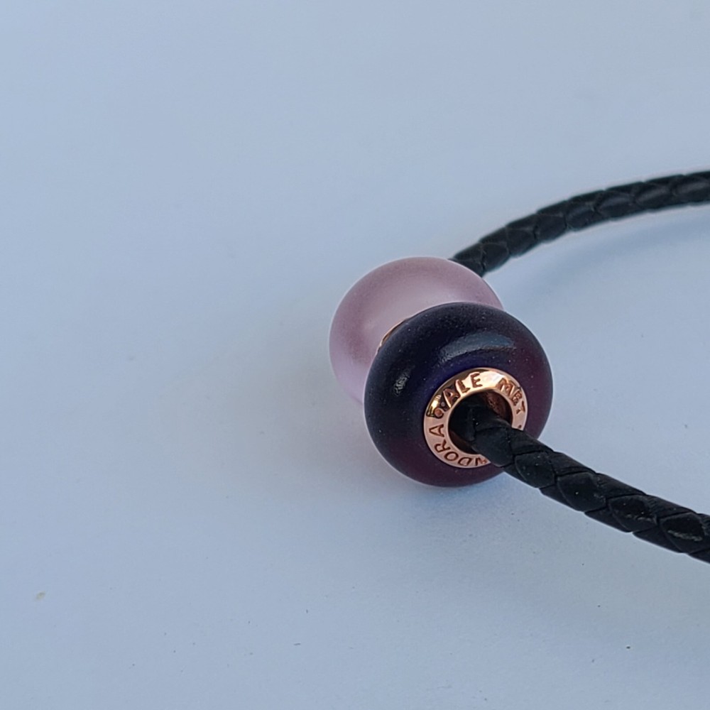 Set of 2 Pandora Authentic Mate Murano Charms in Purple and Pink