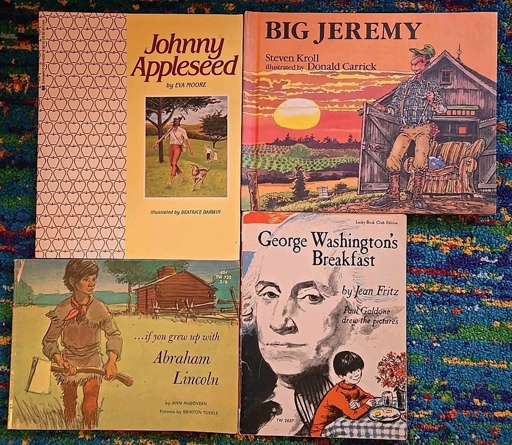 VTG American Presidents & Folklore Book Lot, Abe Lincoln, Johnny Appleseed, Big