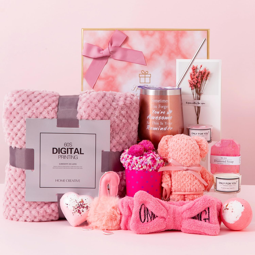 Birthday Gifts for Women,Pink Gifts Box for Women Gifts Basket Care Package Get