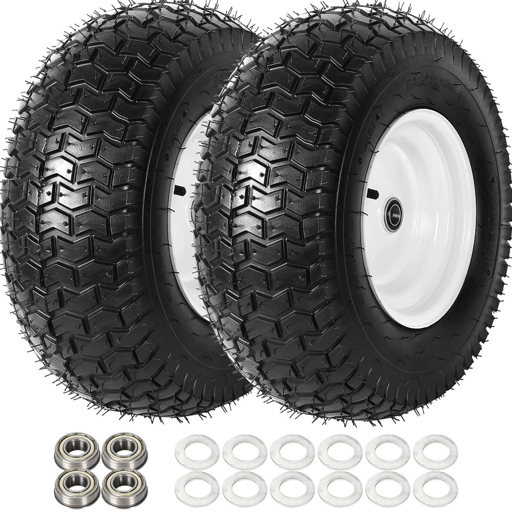(2 Pack) 16 x 6.50-8 Tubeless Tires and Wheels Set, 3
