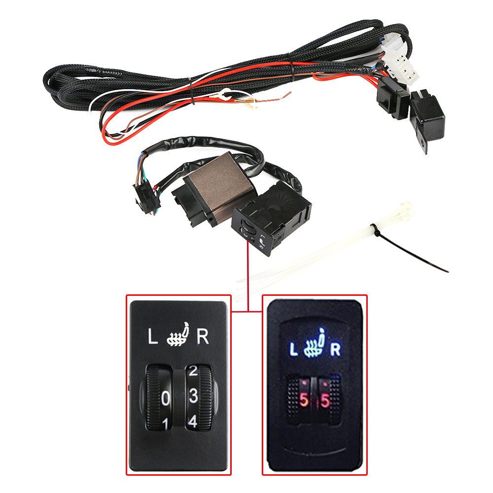 Car Carbon Fiber Seat Heated Cushion Seat Heater Pad Hi-Off-Lo Switch Kit 12V