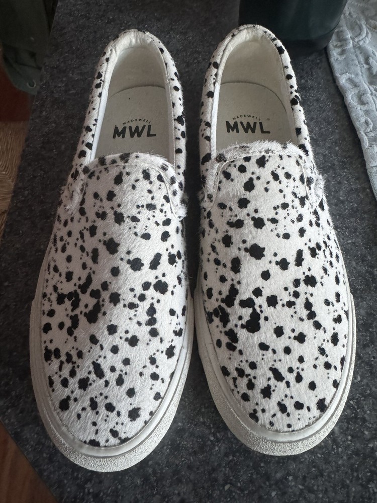Madewell Women's Size 8 Slip-On Sneakers with Calf Hair Fur Detail - Stylish & Comfortable MWL Shoes