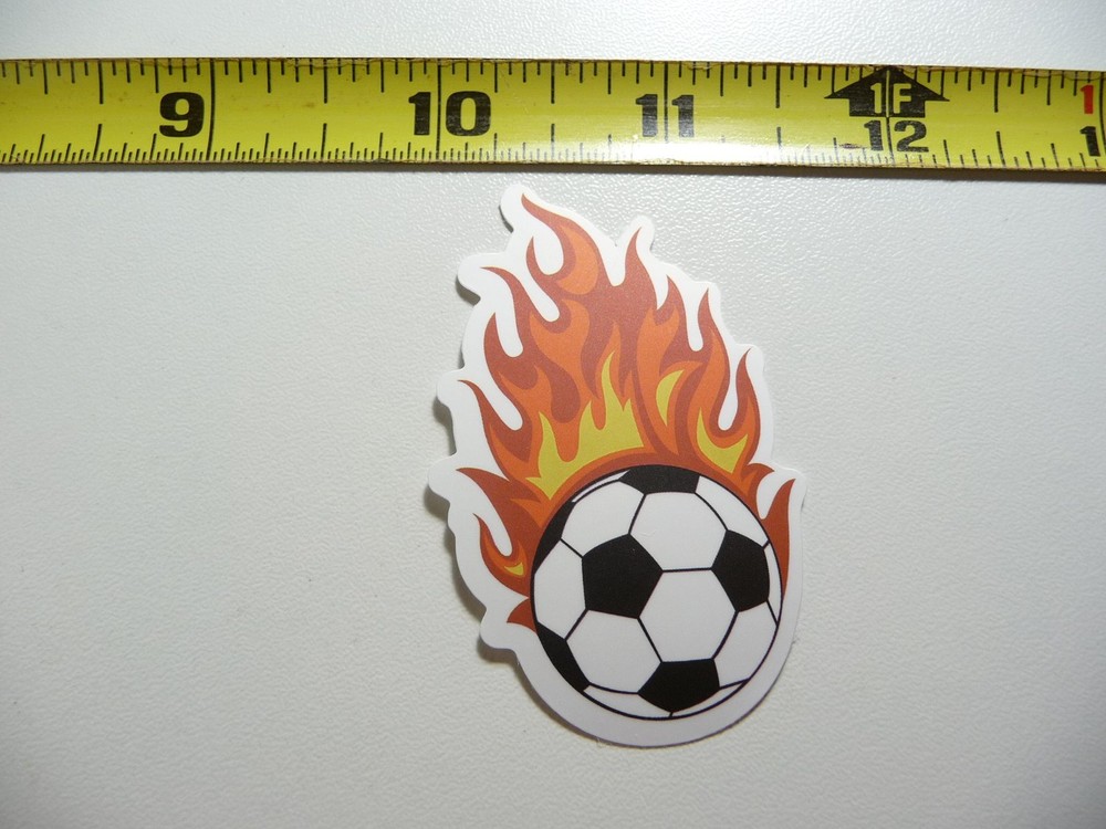 SOCCER BALL FLAMES KICK DECAL STICKER GAME ATHLETIC SPORTS GAME