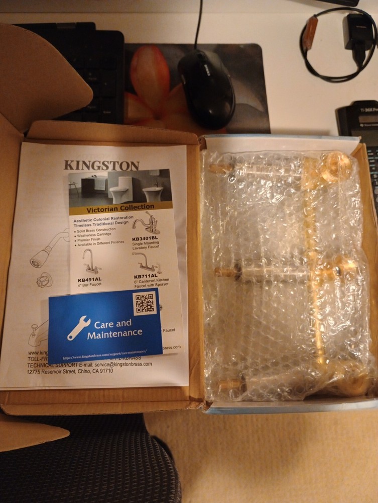 KB238AX Tub and Shower Faucet with 3-Cross Handle, Brushed Nickel,5-Inch Spou...