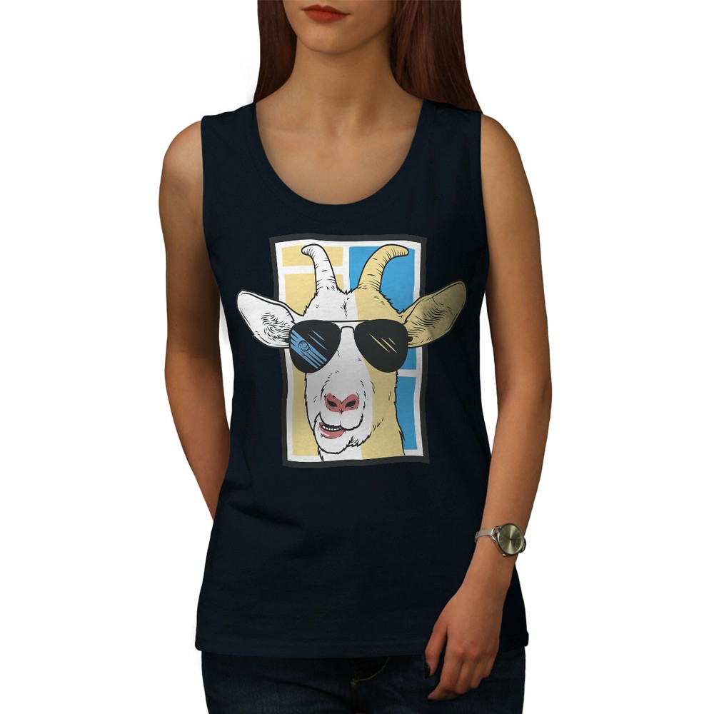 Wellcoda Cool Goat In Sunglasses Funny Stylish Womens Tank Top