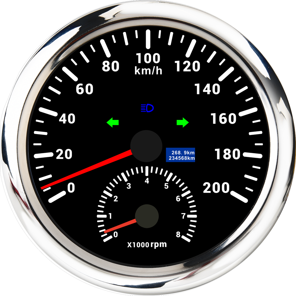 110MM Black GPS Speedometer 200km/h with Tachometer 8000RPM Gauge for Boat Car