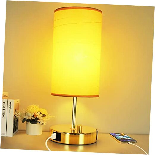 Fully Dimmable Bedside Lamp with USB A+C Ports & AC Outlet