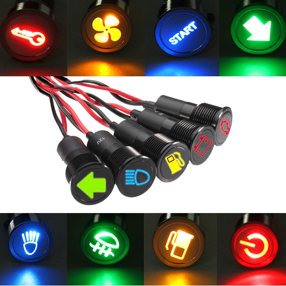8 10 12 14 16mm Warning Pilot Light LED Dash Panel Indicator Lamp Car 12V-36V