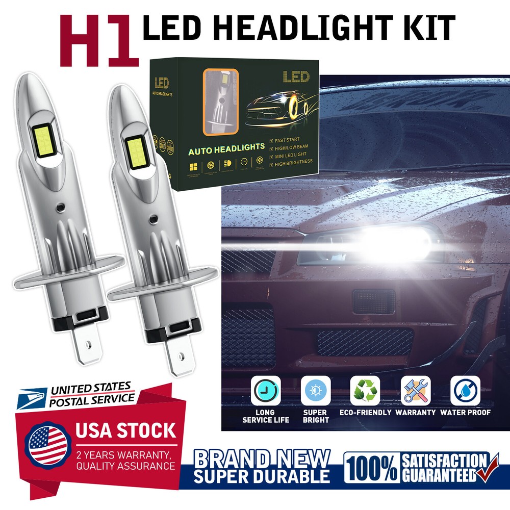 New 2pcs H1 LED Headlight Bulbs 8000LM 40W 6000K White High/Low Beam for Car