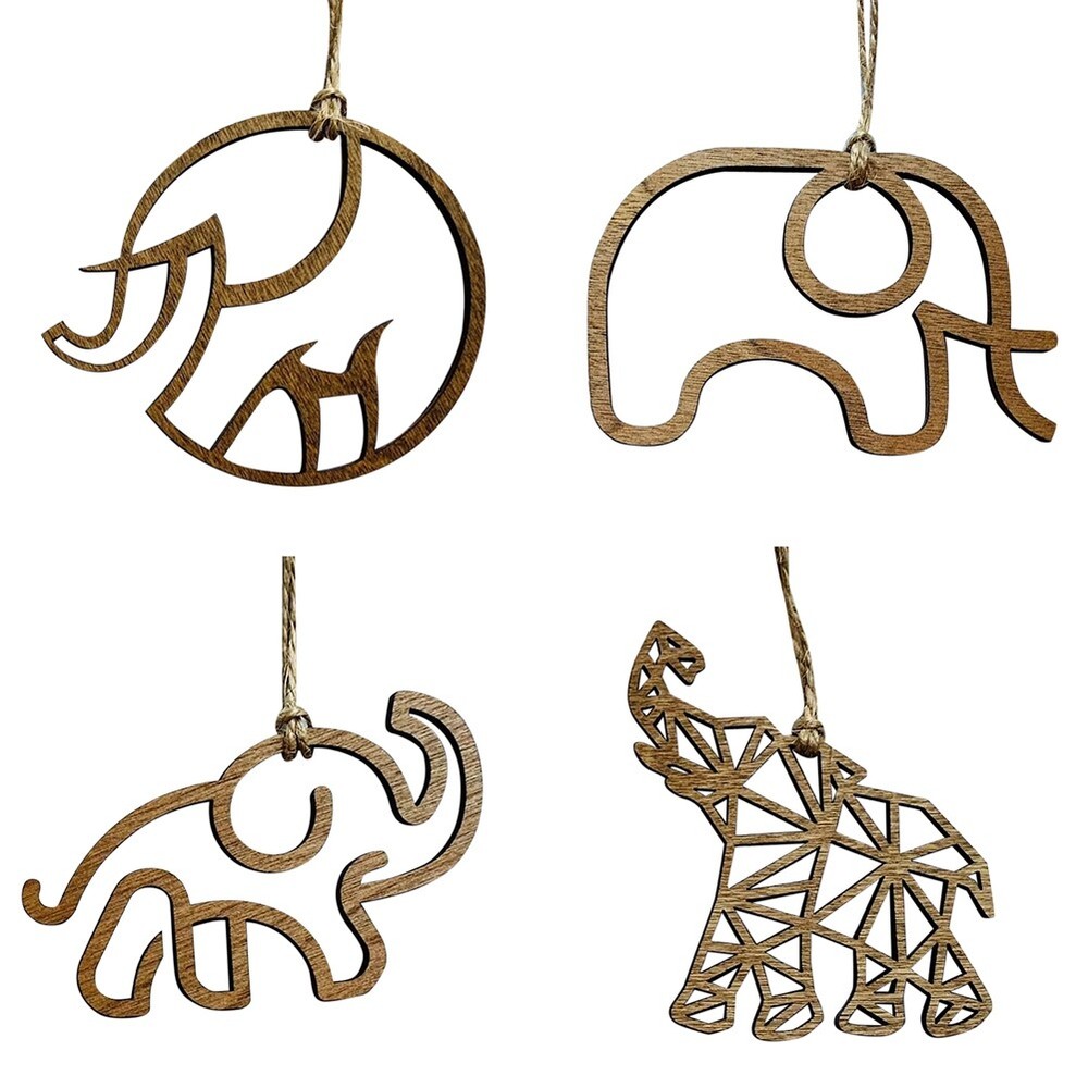 Elephant Postcard Pendant Home Decoration Wooden Pendant Elephant8147