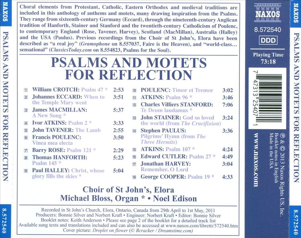 St. John's Church Elora Choir Noel Edison Michael Bloss Psalms and Motets  