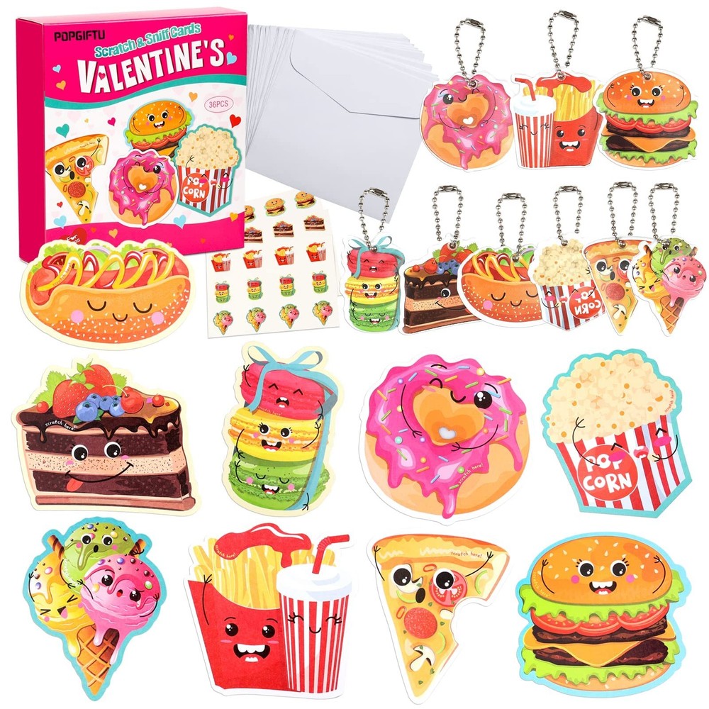 Valentines Day Classroom Gifts for Kids - 36 Pack Scratch Sniff Cardstock Cards