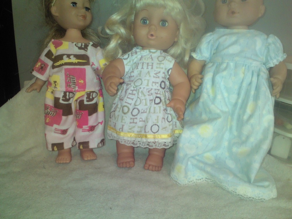 CLEARANCE SALE DOLL CLOTHES  DRESS  PAJAMAS N G  FIT 10 11 12 INCH SET 4-image