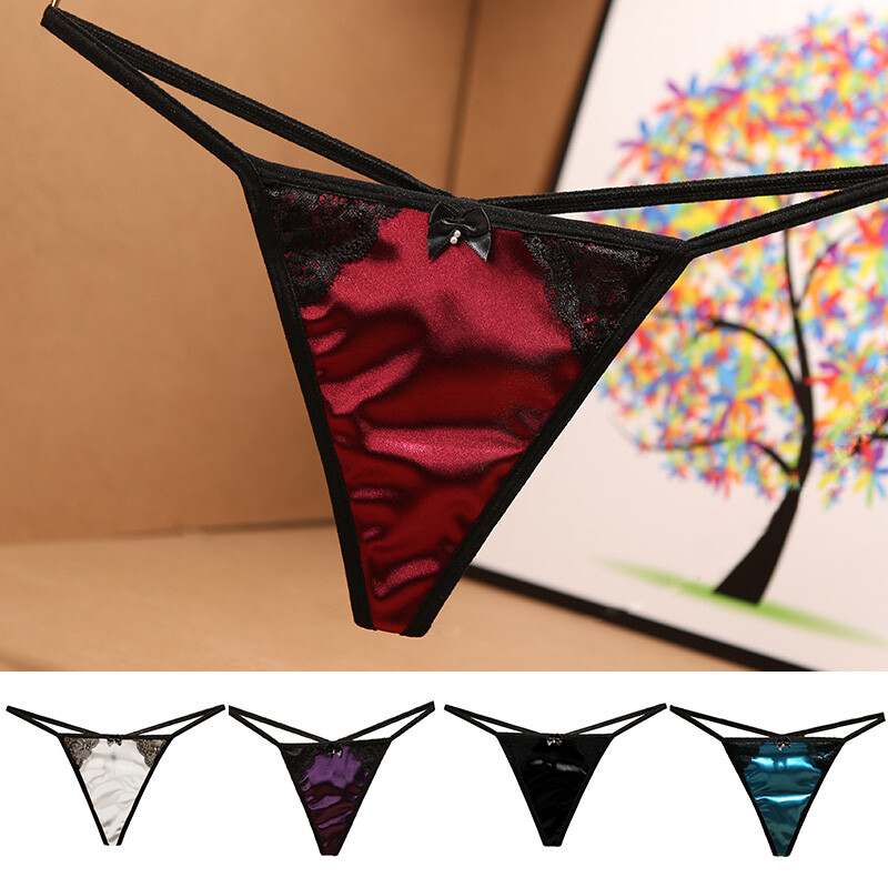 Women T-back Panties Silk Satin Thong G-string Knickers Lingerie Underwear uk
